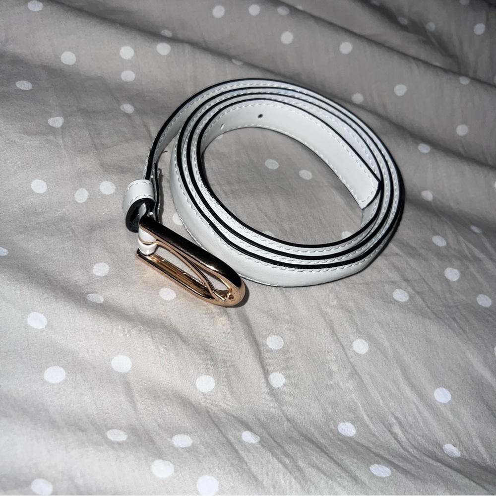 White Faux Leather Belt